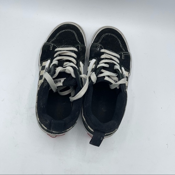 Vans Canvas Suede Kids Black White Checker Lace Up Sneaker Shoe Size 2 - Picture 4 of 6